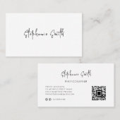 Elegant minimalistisch fotograaf Luxe Modern White Visitekaartje (Voorkant / Achterkant)