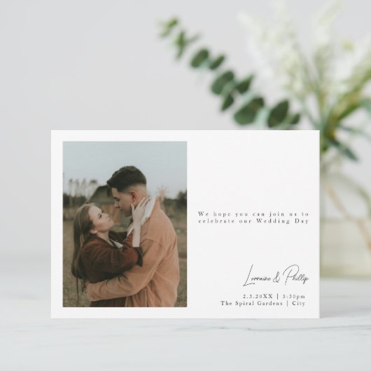 Elegant minimalistisch fotohandgeschreven script kaart (Staand voorkant)