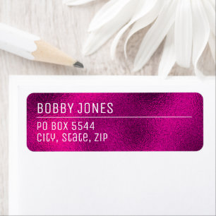 Elegant Minimalistisch Fuchsia Metallic Retouradre Etiket