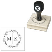 Elegant minimalistisch gebladerte monogram rubberstempel (Gestempeld)