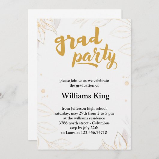 Elegant minimalistisch geborsteld Charm Graduation Kaart (Voorkant / Achterkant)