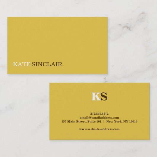 Elegant minimalistisch geel visitekaartje (Voorkant / Achterkant)