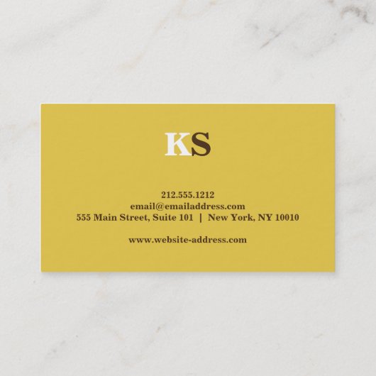 Elegant minimalistisch geel visitekaartje (Achterkant)