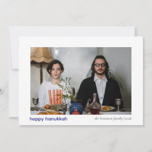 Elegant Minimalistisch Gelukkig Hanukkah Familie 1 Feestdagenkaart
