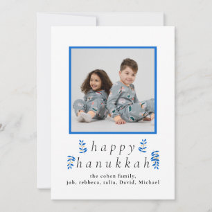 Elegant Minimalistisch Gelukkig Hanukkah Familie 1 Feestdagenkaart