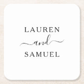 Elegant minimalistisch gepersonaliseerd huwelijksm kartonnen onderzetters (Voorkant)