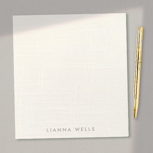 Elegant minimalistisch gepersonaliseerd linnen (af notitieblok