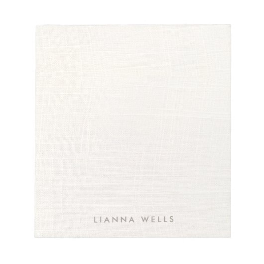 Elegant minimalistisch gepersonaliseerd linnen (af notitieblok (Voorkant)