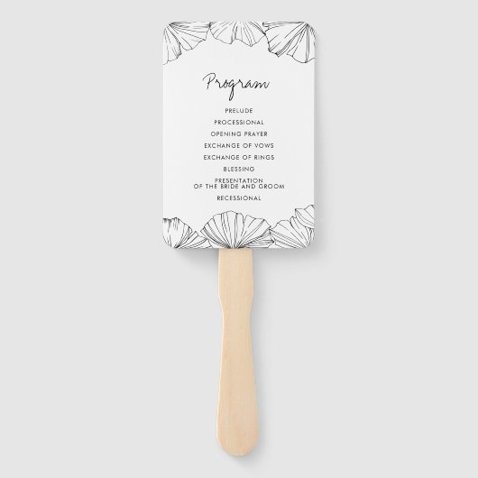 Elegant minimalistisch Ginkgo Biloba trouwprogramm Handwaaier (Achterkant)