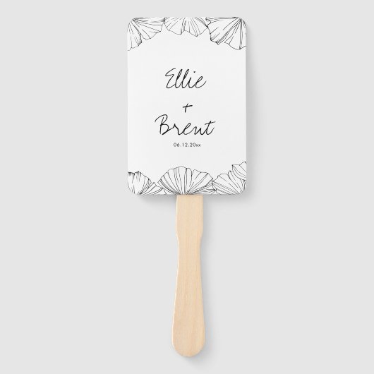 Elegant minimalistisch Ginkgo Biloba trouwprogramm Handwaaier (Voorkant)