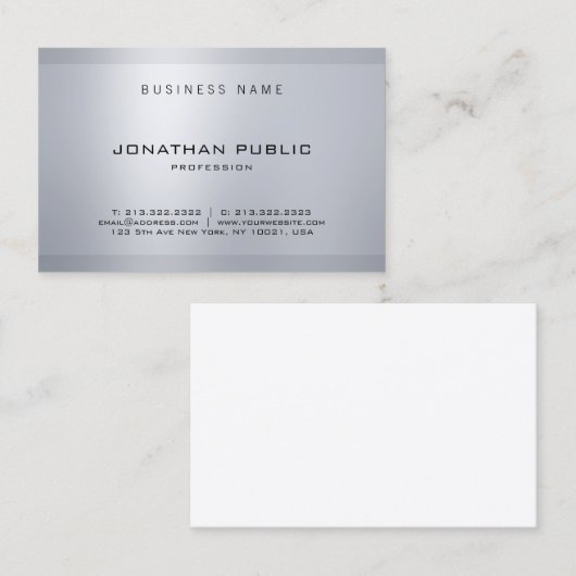Elegant minimalistisch Glamor Silver Modern Design Visitekaartje (Voorkant / Achterkant)