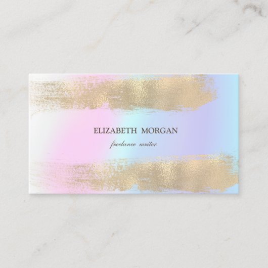 Elegant minimalistisch Gold Brush Stroke Holograph Visitekaartje (Voorkant)