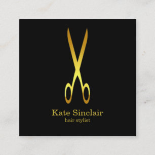 Elegant minimalistisch Gold Scissor Hair Stylist Vierkante Visitekaartje