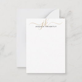 Elegant Minimalistisch Gold Script Monogram Initia Notitiekaartje