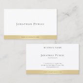 Elegant minimalistisch Gold White Modern Professio Visitekaartje (Voorkant / Achterkant)
