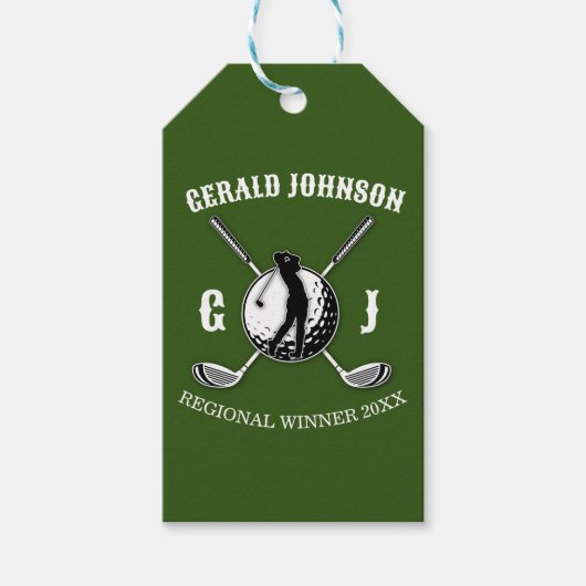 Elegant Minimalistisch Golf Monogr... Cadeaulabel (Voorkant)