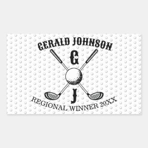 Elegant Minimalistisch Golf Monogr... Rechthoekige Sticker