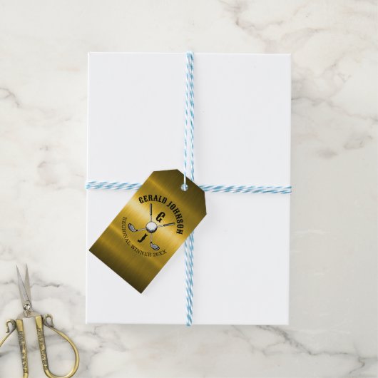 Elegant minimalistisch golf monogram ontwerp cadeaulabel (Met Touw)