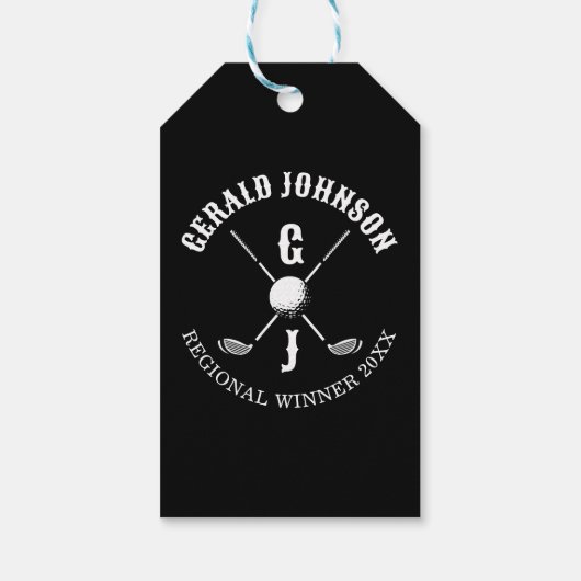 Elegant minimalistisch Golf Monogram Ontwerp Cadeaulabel (Achterkant)