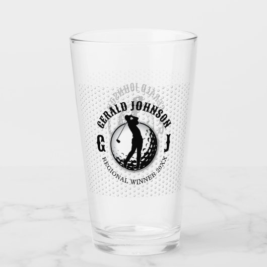 Elegant minimalistisch Golf Monogram Ontwerp Glas (Voorkant)