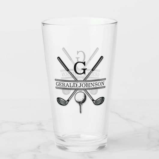 Elegant minimalistisch Golf Monogram Ontwerp Glas (Achterkant)