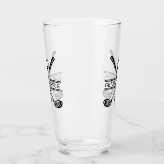 Elegant minimalistisch Golf Monogram Ontwerp Glas (Links)