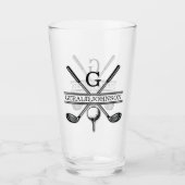 Elegant minimalistisch Golf Monogram Ontwerp Glas (Voorkant)