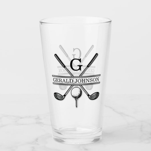 Elegant minimalistisch Golf Monogram Ontwerp Glas (Voorkant)