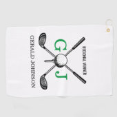 Elegant minimalistisch Golf Monogram Ontwerp Golfhanddoek (Horizontaal)