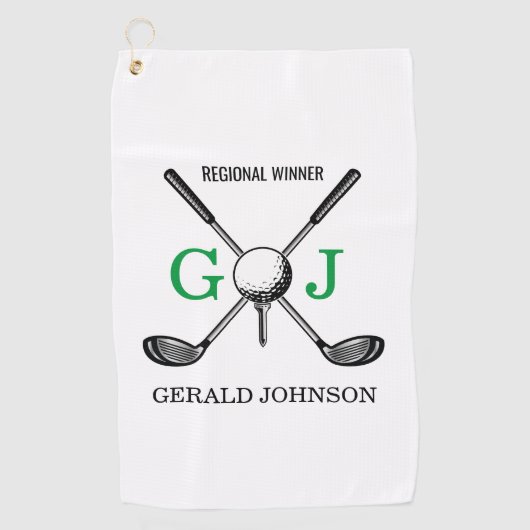 Elegant minimalistisch Golf Monogram Ontwerp Golfhanddoek (Voorkant)