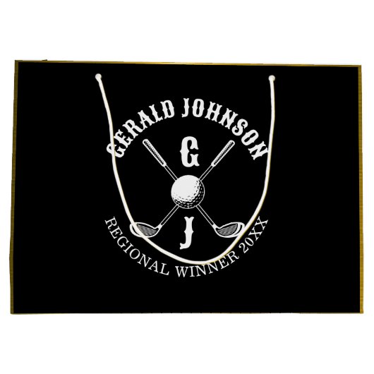 Elegant minimalistisch golf monogram ontwerp groot cadeauzakje (Achterkant)