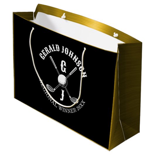 Elegant minimalistisch golf monogram ontwerp groot cadeauzakje (Achterkant Gekanteld)