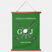 Elegant minimalistisch Golf Monogram Ontwerp Hangend Wandkleed (Voorkant)