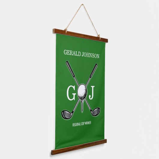 Elegant minimalistisch Golf Monogram Ontwerp Hangend Wandkleed (Gebogen)