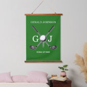 Elegant minimalistisch Golf Monogram Ontwerp Hangend Wandkleed (Slaapkamer)