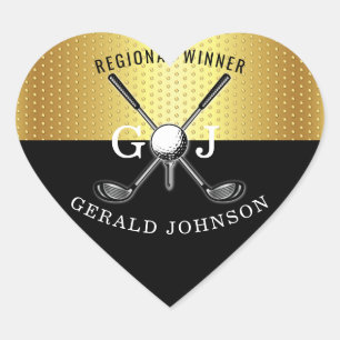 Elegant minimalistisch Golf Monogram Ontwerp Hart Sticker