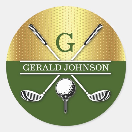 Elegant minimalistisch golf monogram ontwerp klass ronde sticker (Voorkant)