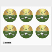 Elegant minimalistisch golf monogram ontwerp klass ronde sticker (Vel)