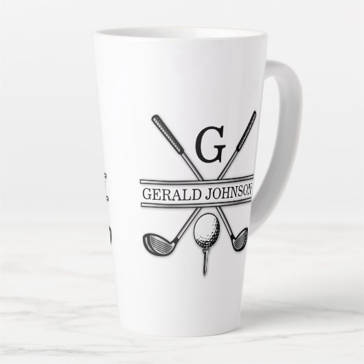 Elegant minimalistisch Golf Monogram Ontwerp Latte Mok (Rechterhoek)