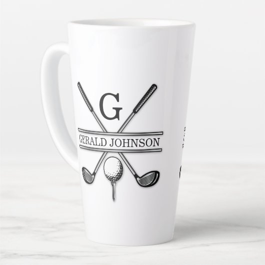 Elegant minimalistisch Golf Monogram Ontwerp Latte Mok (Linkerhoek)