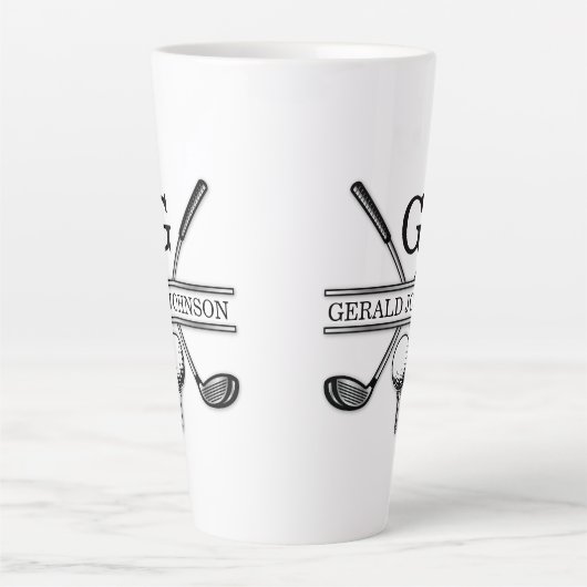 Elegant minimalistisch Golf Monogram Ontwerp Latte Mok (Voorkant)