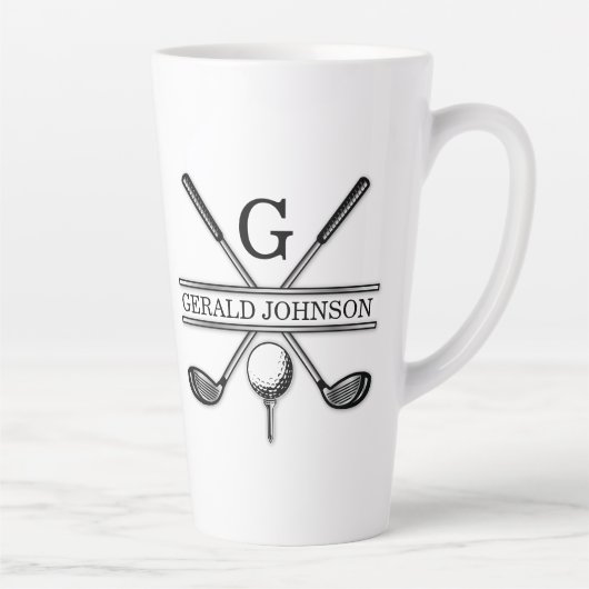 Elegant minimalistisch Golf Monogram Ontwerp Latte Mok (Rechts)