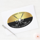 Elegant minimalistisch golf monogram ontwerp ovale sticker (Envelop)