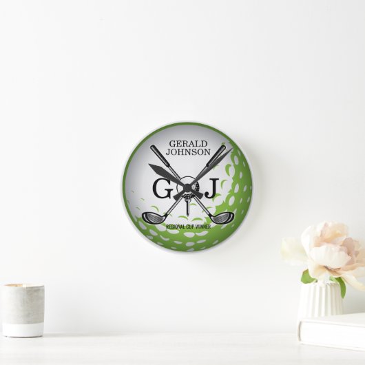 Elegant minimalistisch Golf Monogram Ontwerp Ronde Klok (Huis)