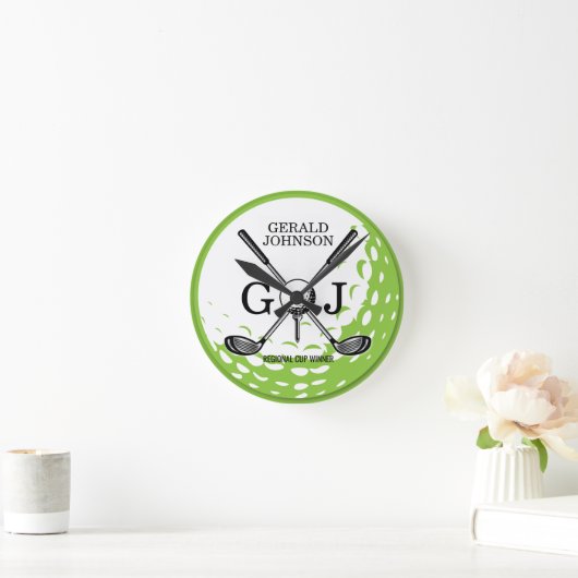 Elegant minimalistisch Golf Monogram Ontwerp Ronde Klok (Huis)