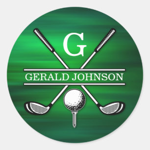 Elegant minimalistisch Golf Monogram Ontwerp Ronde Sticker