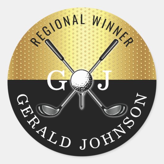 Elegant minimalistisch Golf Monogram Ontwerp Ronde Sticker (Voorkant)