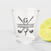 Elegant minimalistisch Golf Monogram Ontwerp Shot Glas (Voorkant)