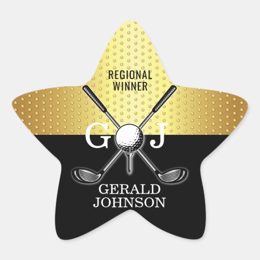 Elegant minimalistisch golf monogram ontwerp ster sticker (Voorkant)