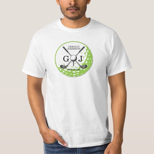 Elegant minimalistisch Golf Monogram Ontwerp T-shirt (Voorkant)